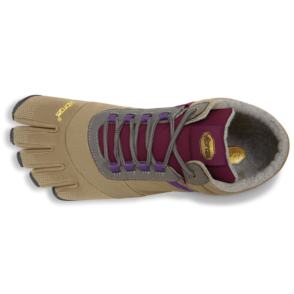 Vibram FiveFingers Dame Løbesko Khaki/Lilla - Trek Ascent Insulated - 9061OIBDZ